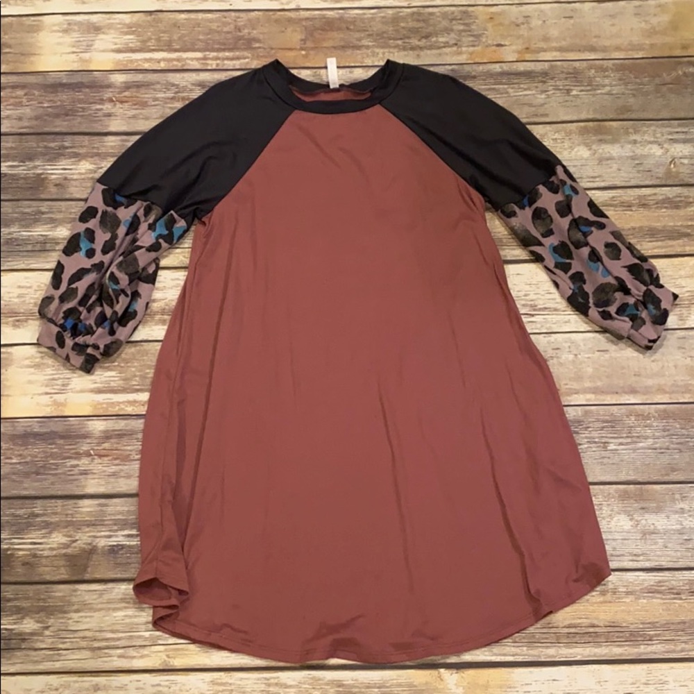 COPY - Mauve pink and gray leopard tunic dress